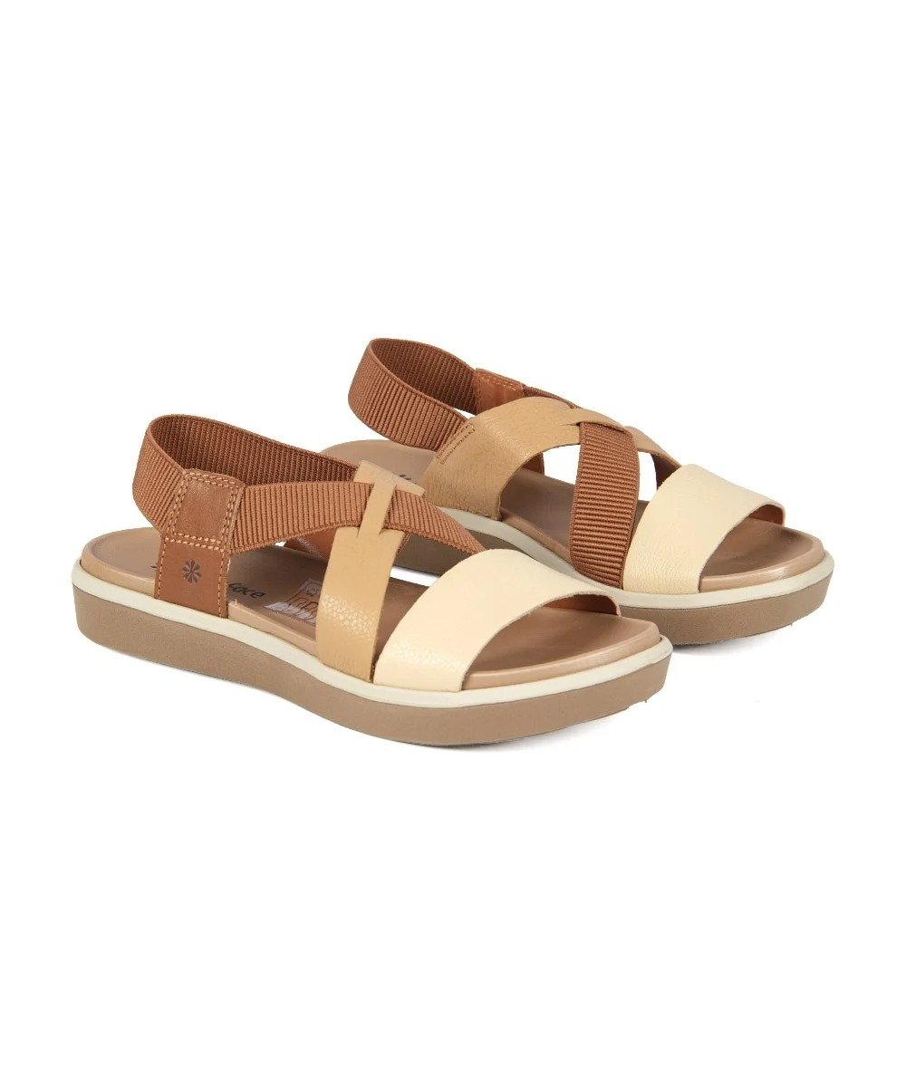 Sandália Flatform New Face Couro Creme Creme 2