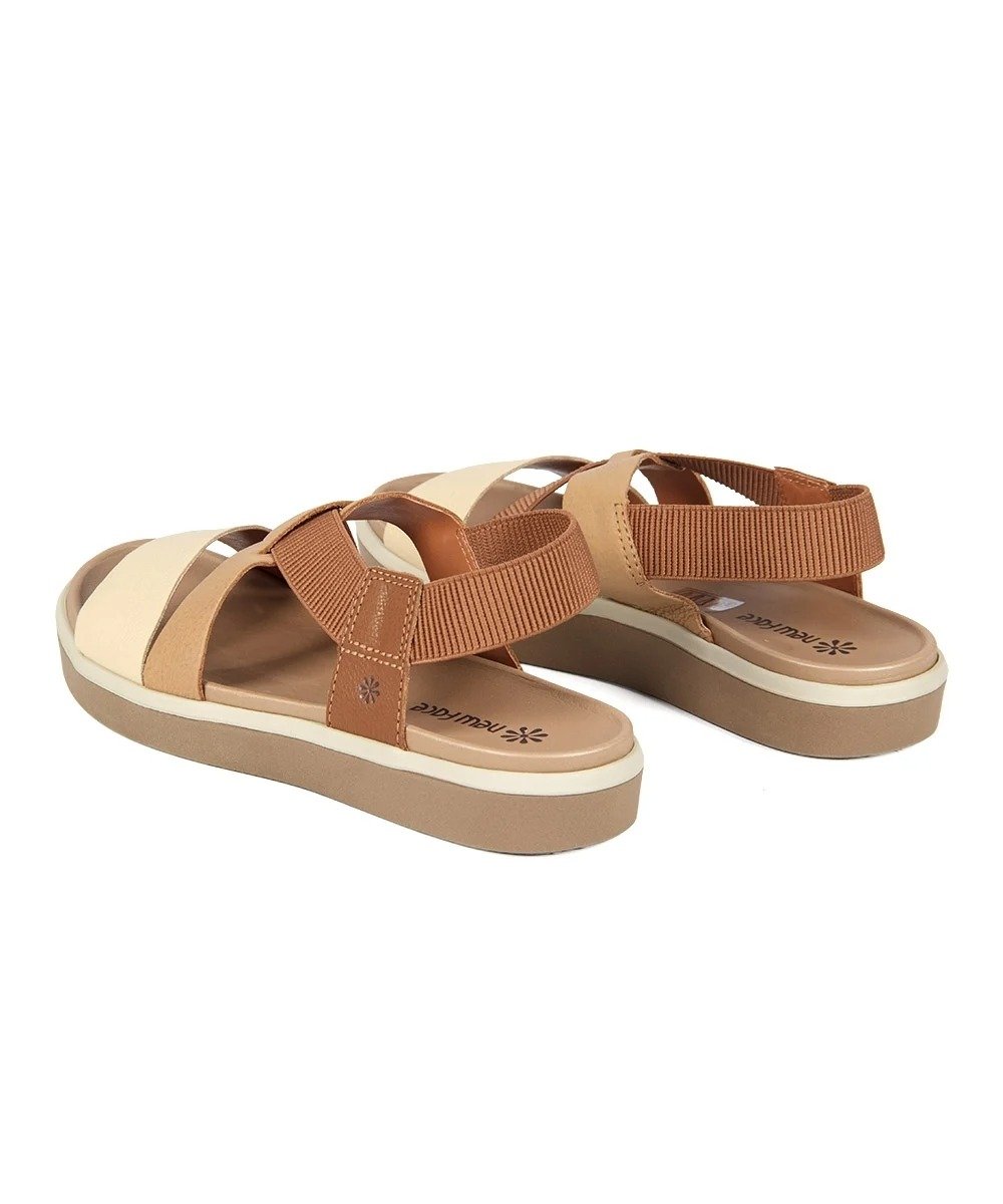 Sandália Flatform New Face Couro Creme Creme 5