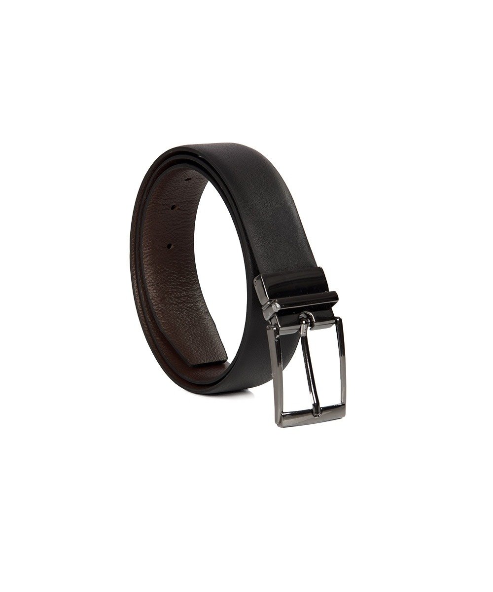 Cinto Dupla Face Fasolo Masculino Couro Preto/Marrom