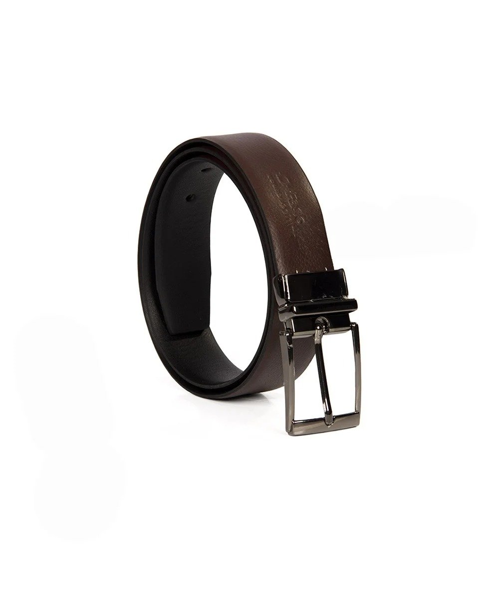 Cinto Dupla Face Fasolo Masculino Couro Preto/Marrom Marrom 2