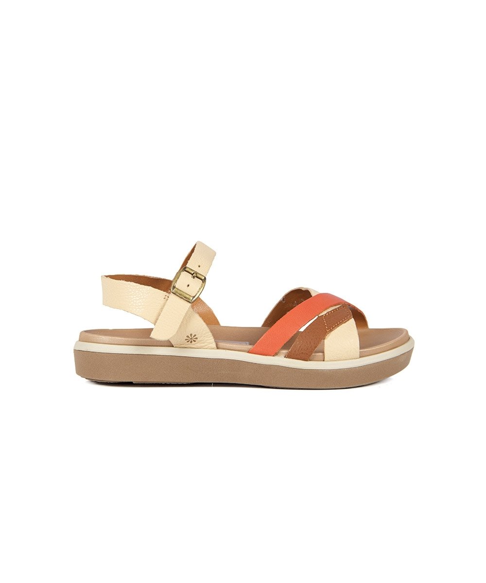 Sandália Flatform New Face Couro Creme