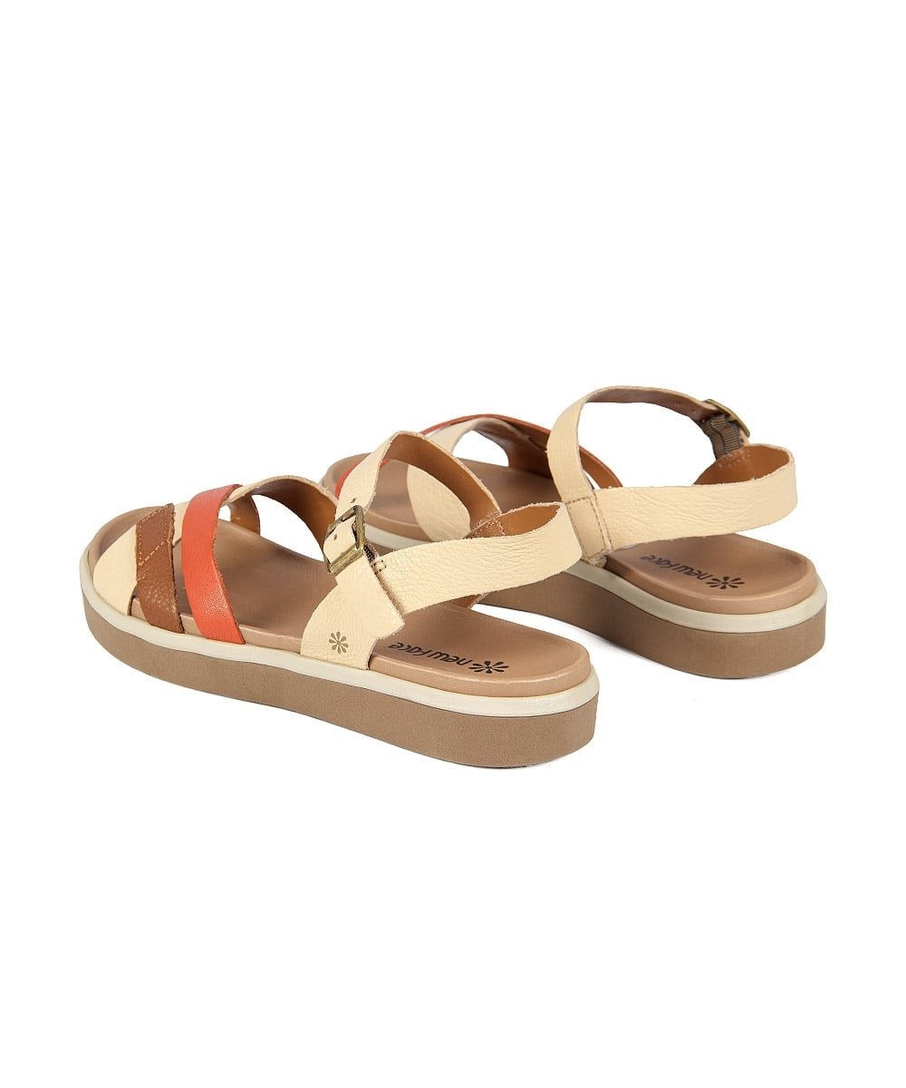 Sandália Flatform New Face Couro Creme Creme 5