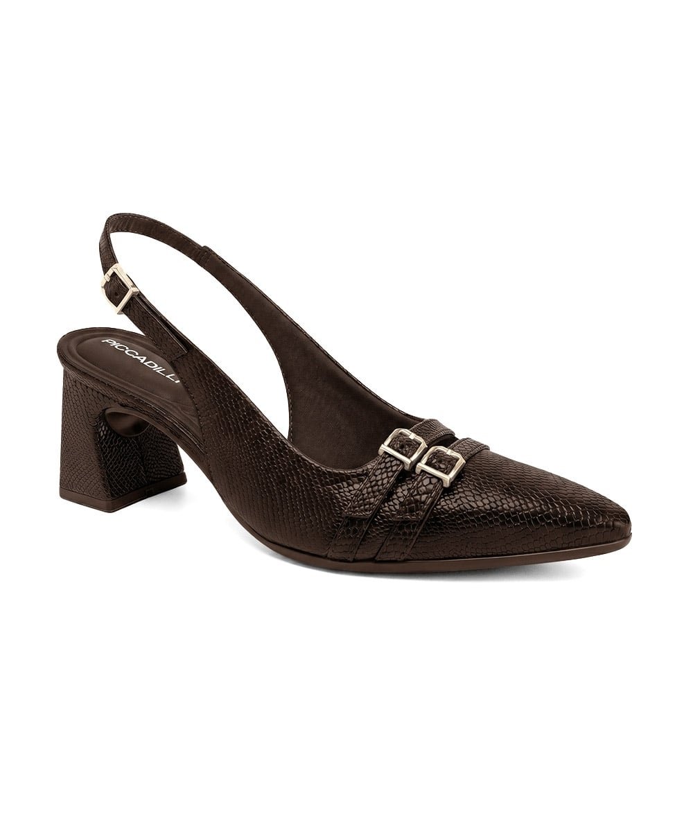 Sapato Slingback Piccadilly Irene Salto Alto Marrom Marrom 3