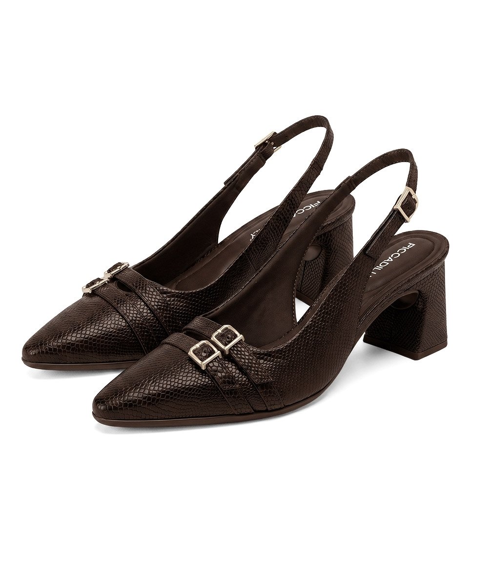 Sapato Slingback Piccadilly Irene Salto Alto Marrom Marrom 4