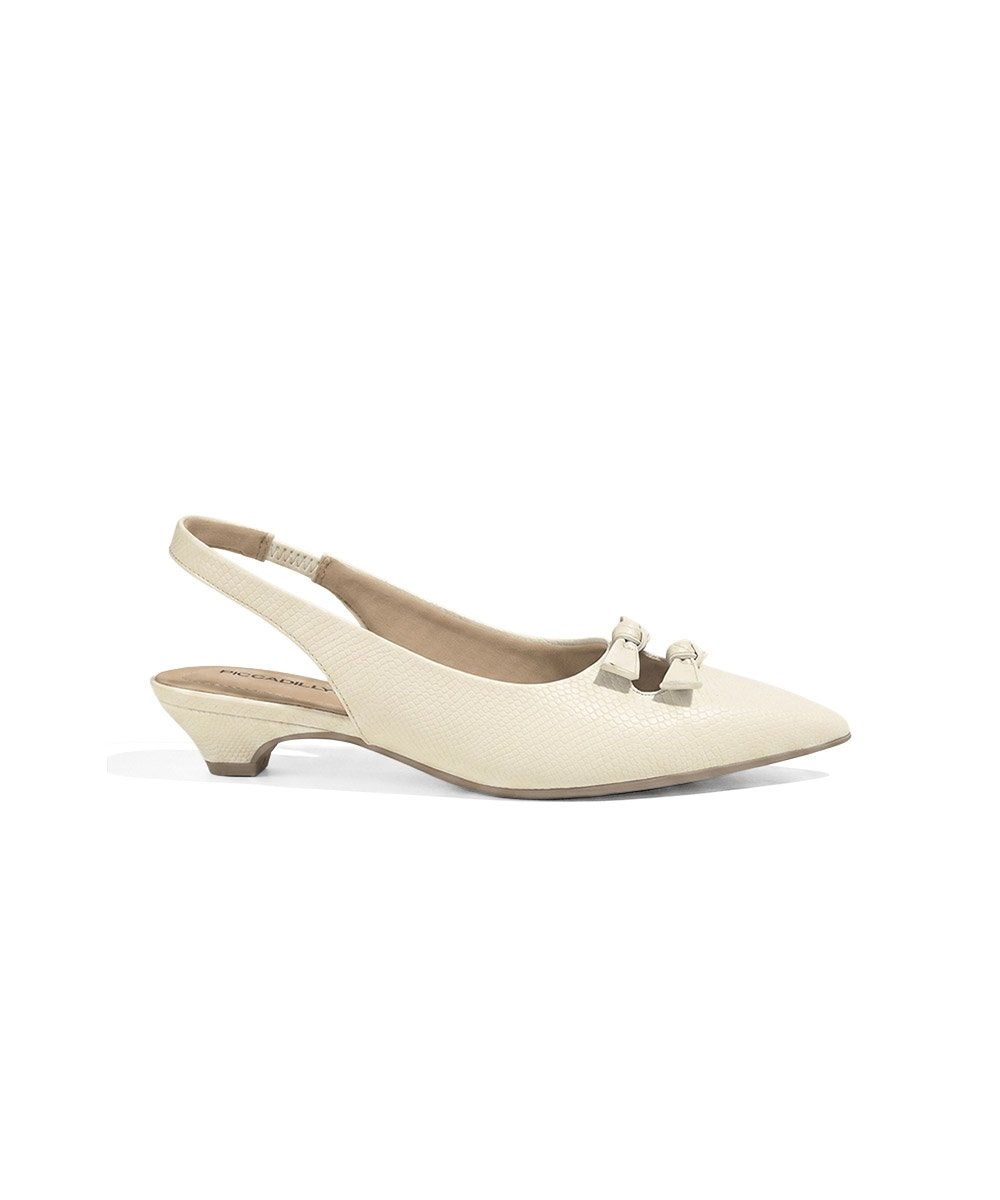 Sapato Slingback Piccadilly Carla Salto Médio Off White