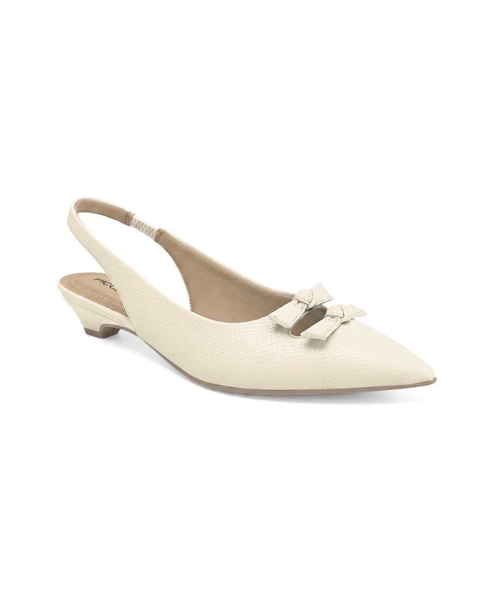 Sapato Slingback Piccadilly Carla Salto Médio Off White Off White 3