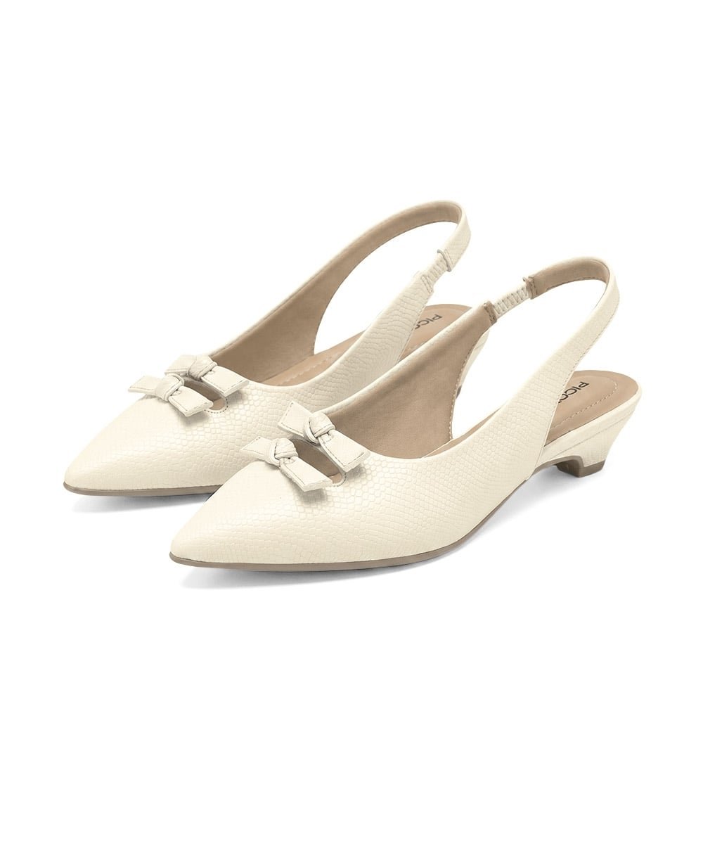 Sapato Slingback Piccadilly Carla Salto Médio Off White Off White 4