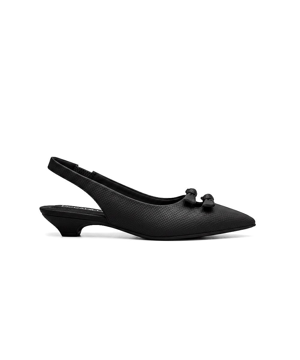 Sapato Slingback Piccadilly Carla Salto Médio Preto