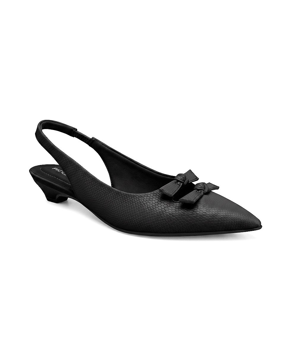 Sapato Slingback Piccadilly Carla Salto Médio Preto Preto 3