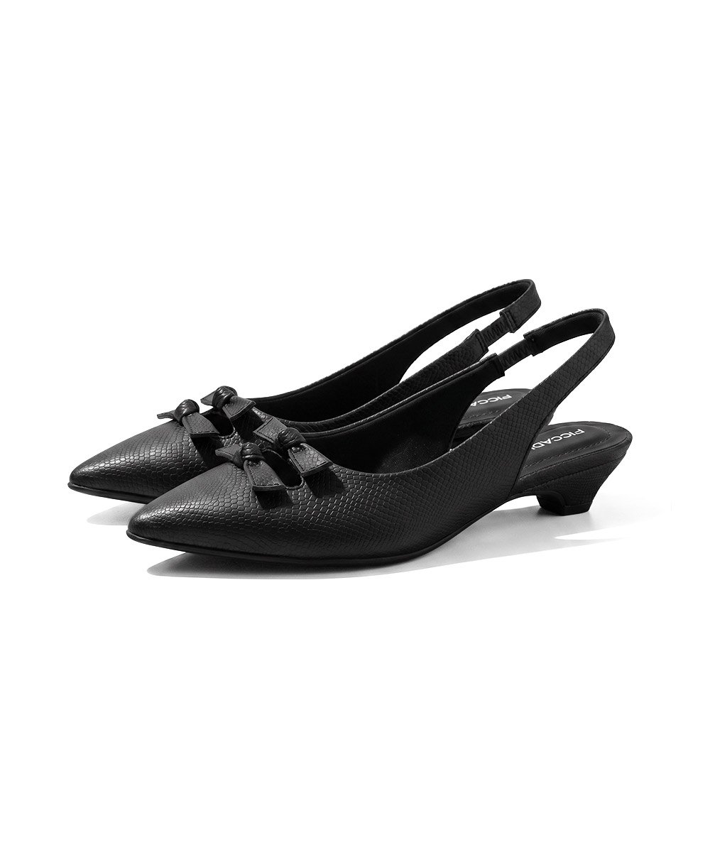 Sapato Slingback Piccadilly Carla Salto Médio Preto Preto 4