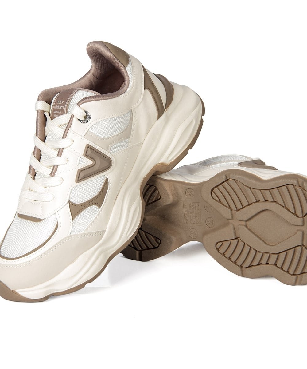 Tênis Feminino Via Marte Casual Chunky Bege Bege 6