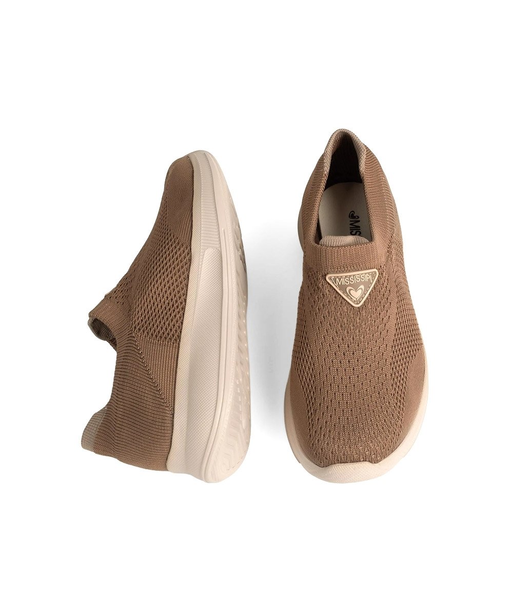 Tênis Feminino Mississipi Knit Slip On Marrom Marrom 6