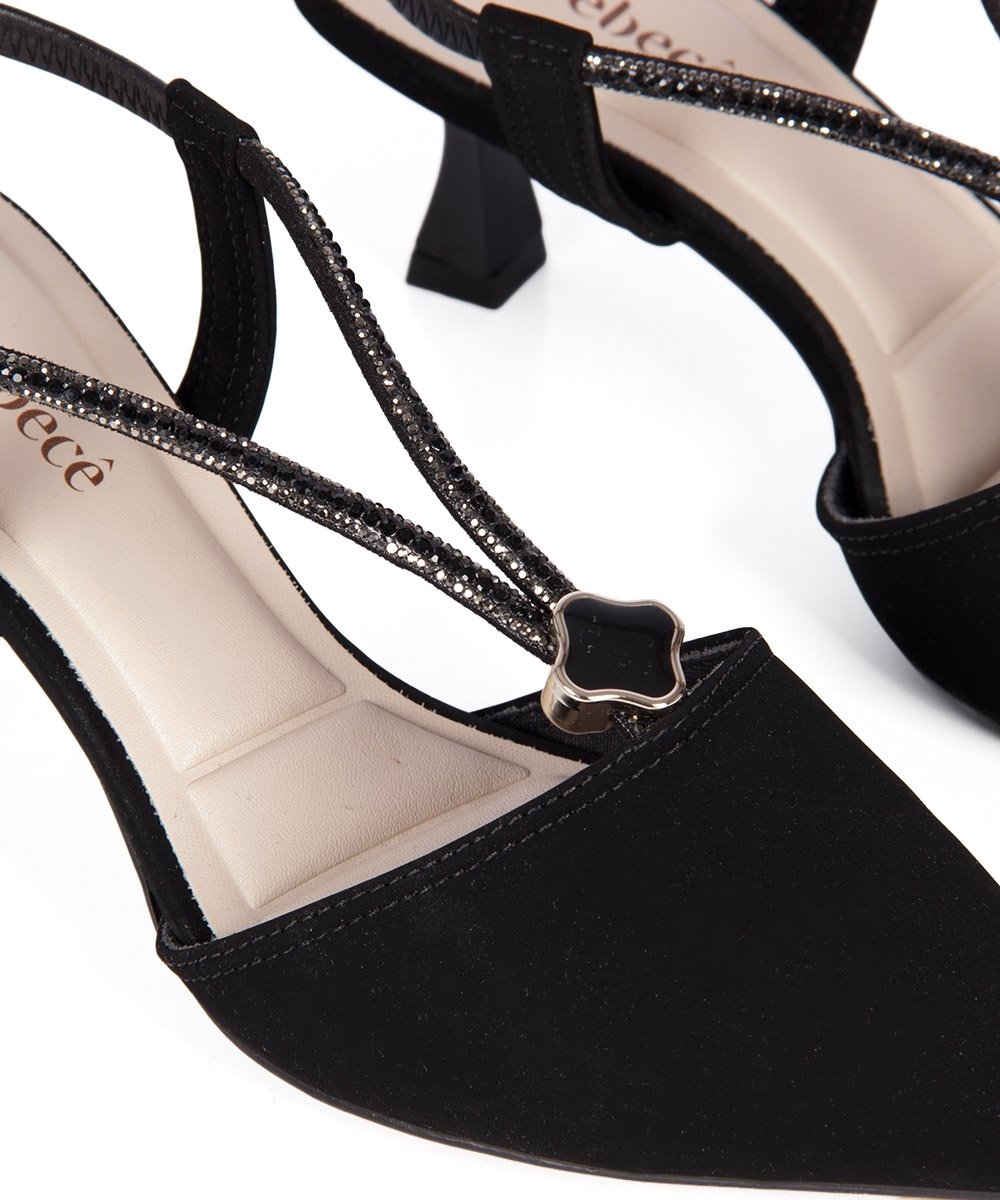 Sapato Scarpin Bebecê Slingback Preto Preto 4