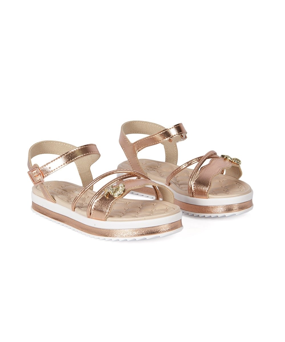 Sandália Infantil Molekinha Flatform Ouro Rosado