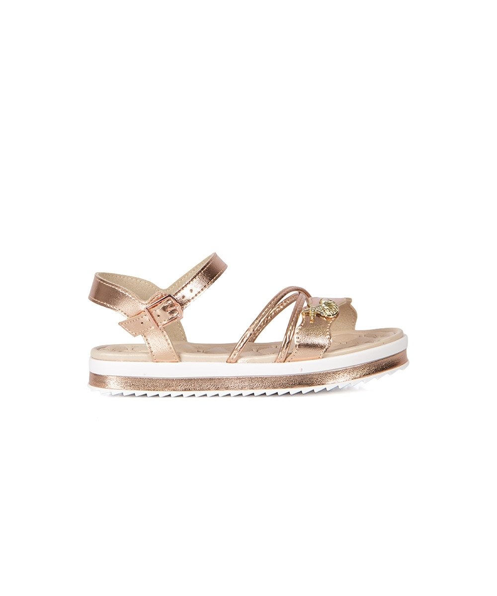 Sandália Infantil Molekinha Flatform Ouro Rosado Rosado 2