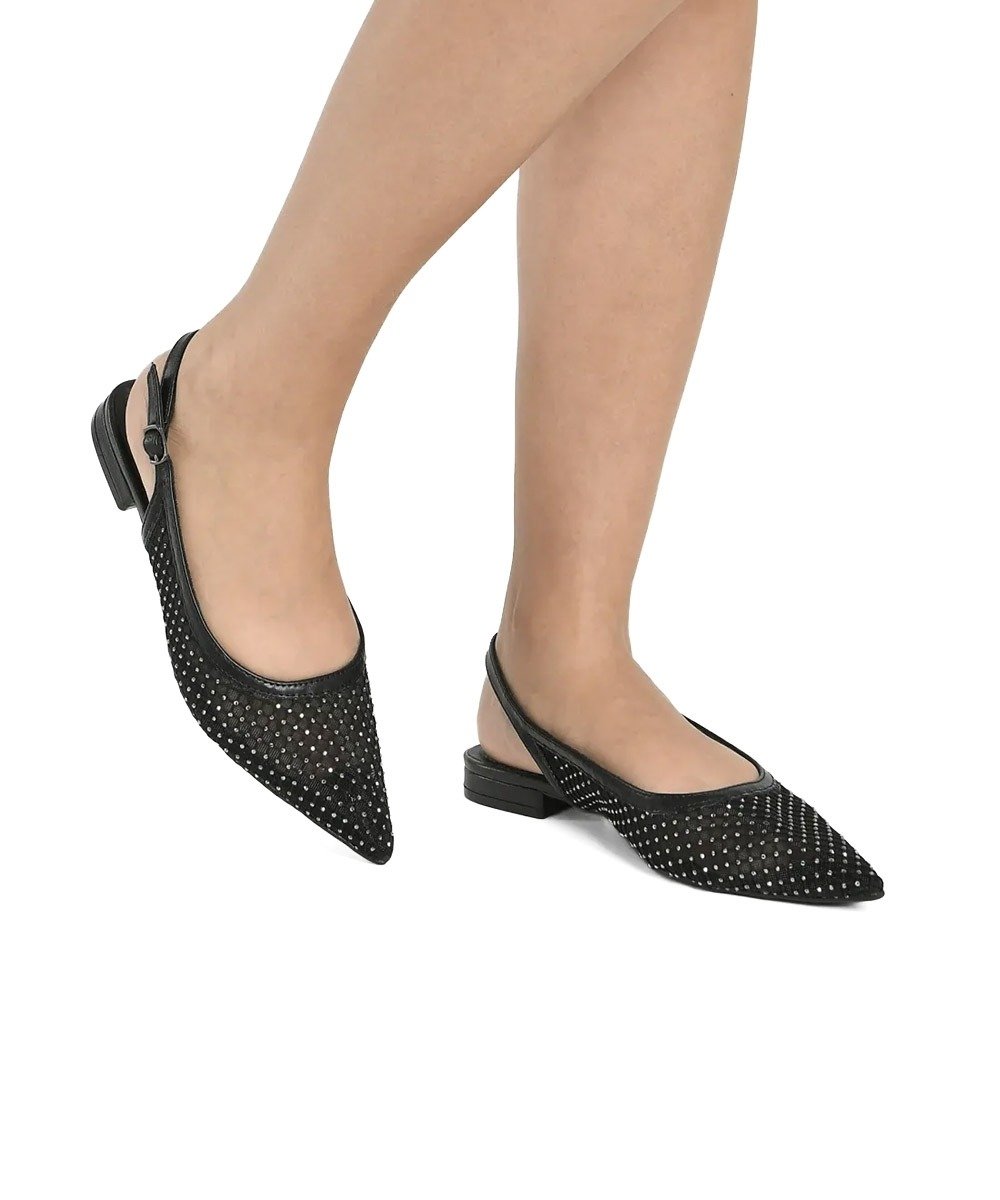 Sapatilha Slingback Via Marte Bico Fino Preto Preto 2