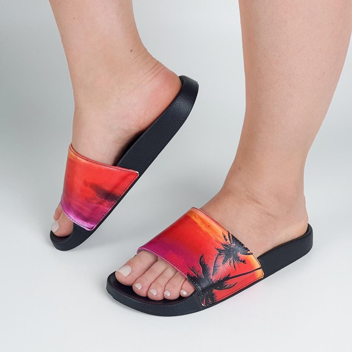 Chinelo Colcci Slide Feminino Estampa Sunset Preto 2