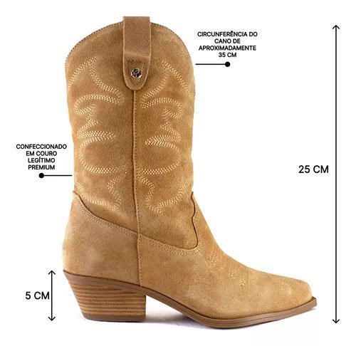Bota Country/Texana Bottero 346301 Feminina Bege 2