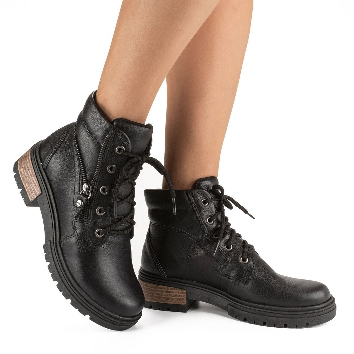 Bota Couro Coturno Dakota DA181 Feminino Preto 4