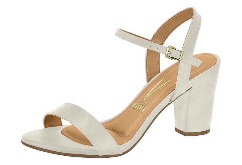 Sandália Vizzano 6262.474 Salto Grosso Médio Branco 2