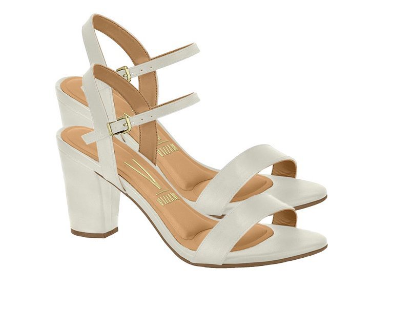 Sandália Vizzano 6262.474 Salto Grosso Médio Branco 3