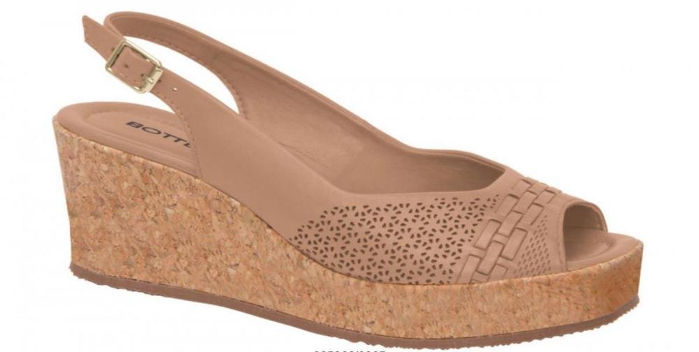 Sandália Anabela em Couro Bottero 365962 Feminino Bege