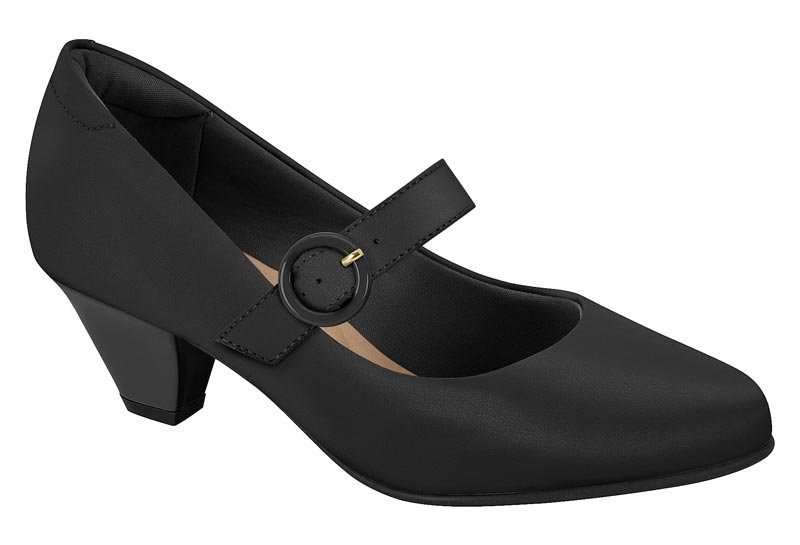 Sapato Boneca Mary Jane Salto Grosso Piccadilly 654063 Feminino Preto