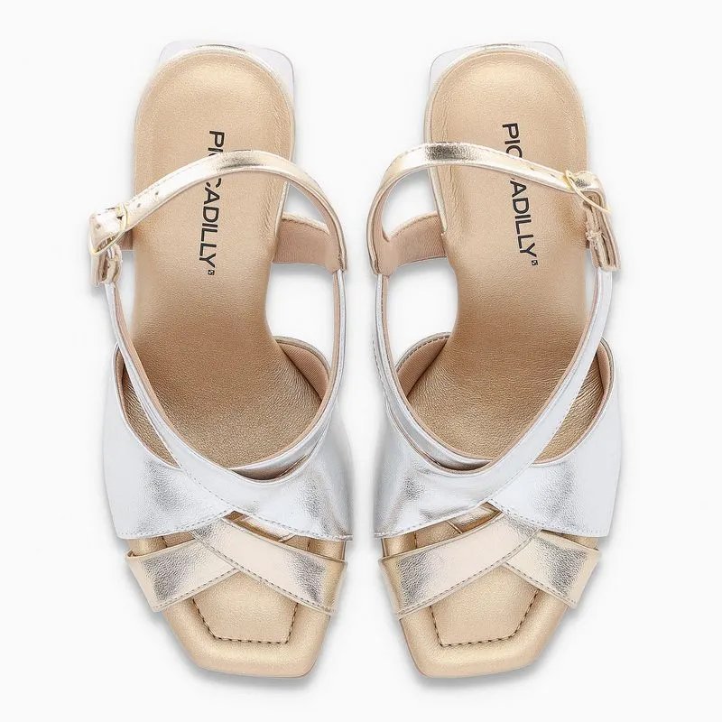 Sandalia Piccadilly 626052 Feminina Prata/Dourado 2