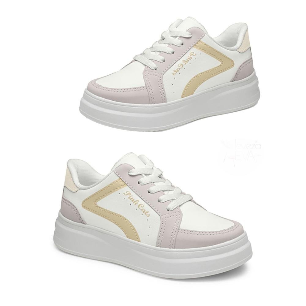 Tenis Pink Cats V6212  Infantil Feminino Branco 2