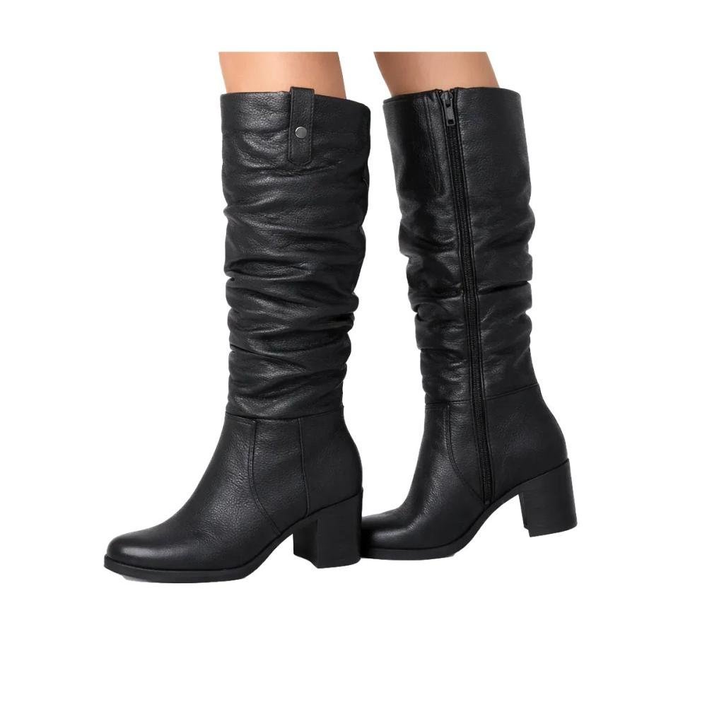 Bota Cano Longo Bottero 346920 em Couro Salto Médio Feminino Preto 2