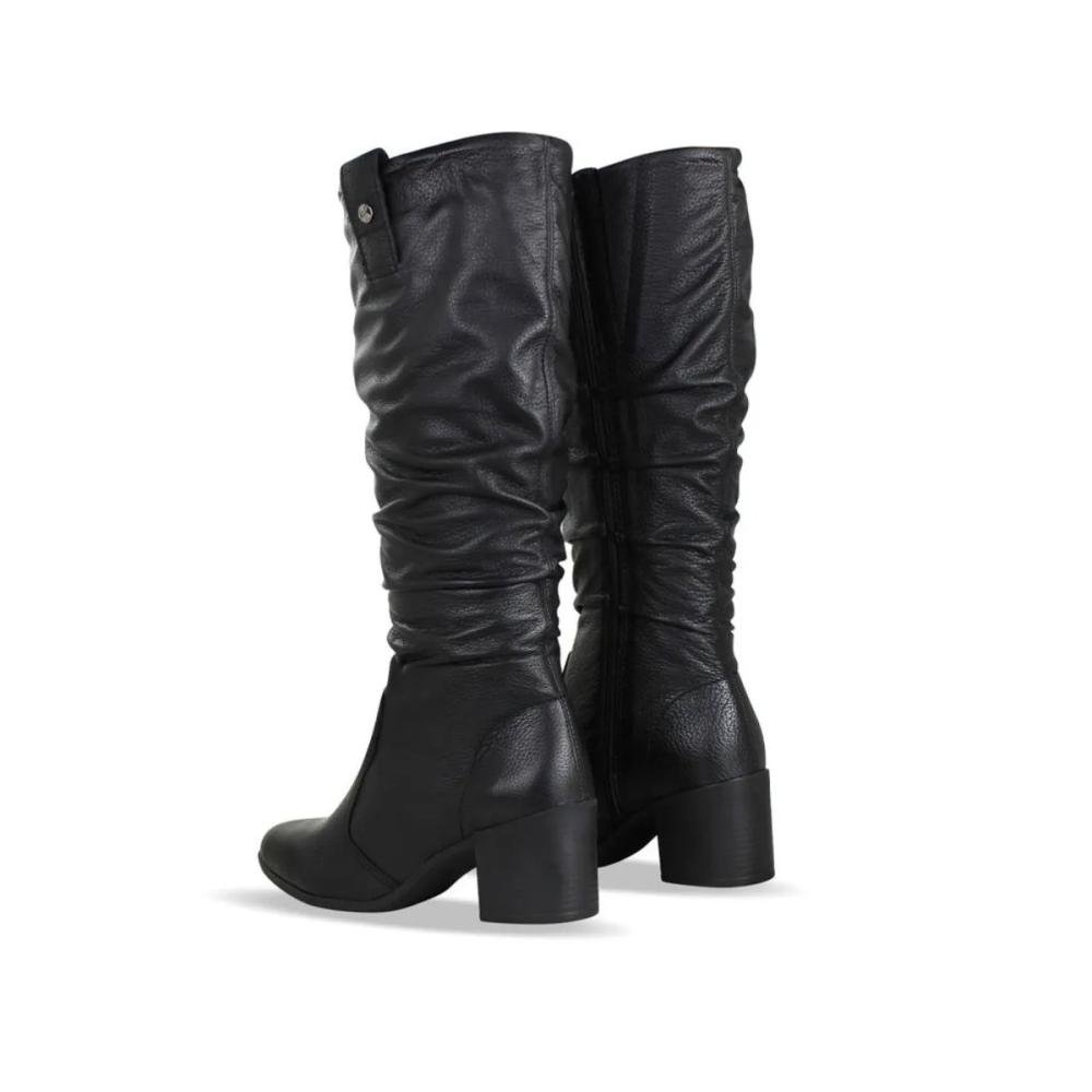 Bota Cano Longo Bottero 346920 em Couro Salto Médio Feminino Preto 4