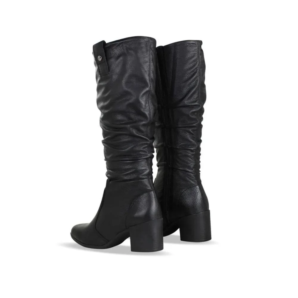 Bota Cano Longo Bottero 346920 em Couro Salto Médio Feminino Preto 4