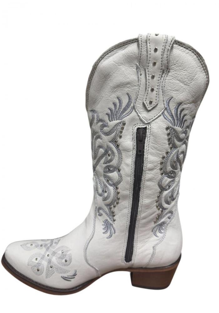 Bota Country Passo Livre Cano Medio1410 Feminina Branco 2