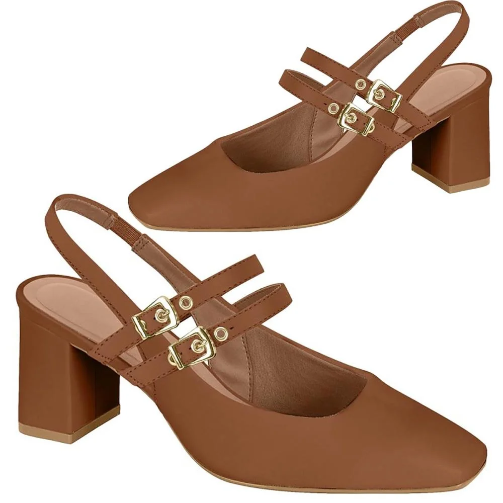 Sapato Chanel Slingback Vizzano 1373.112 Feminino Marrom 2