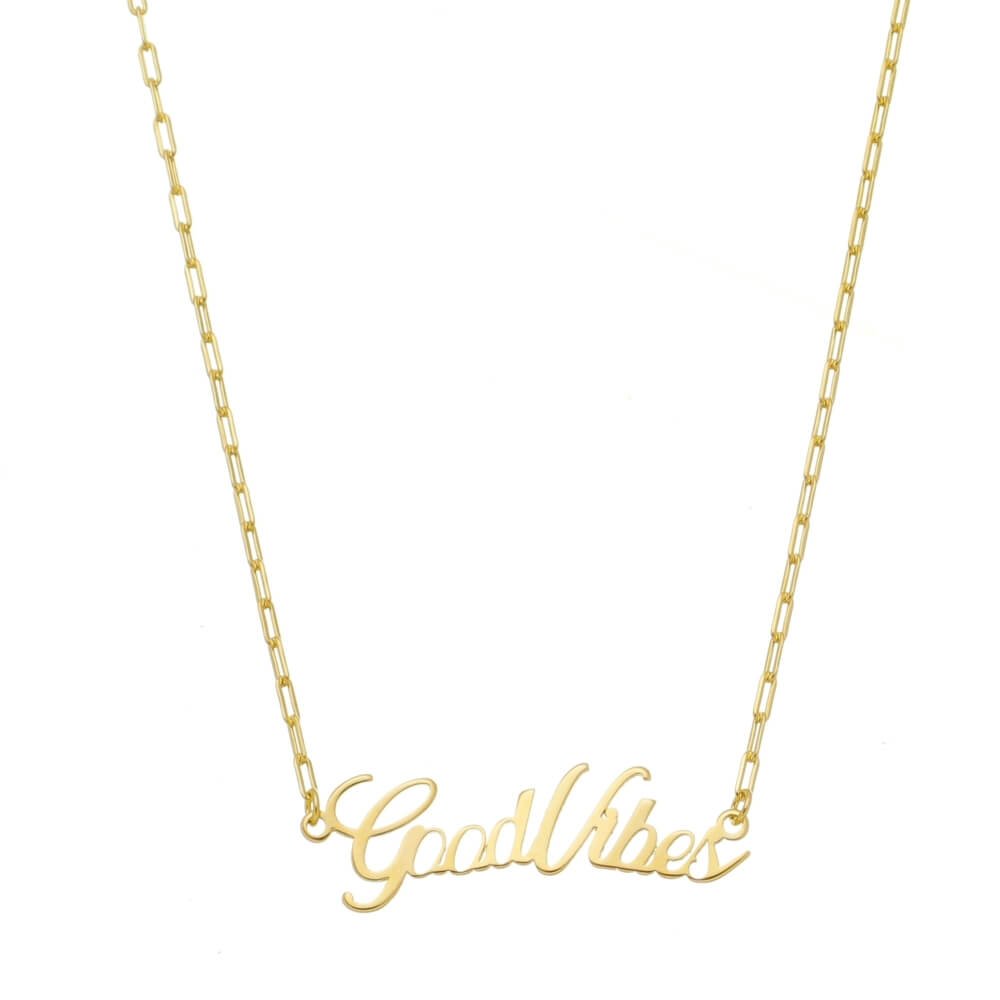 COLAR FEMININO GOOD VIBES FOLHEADO À OURO 18K