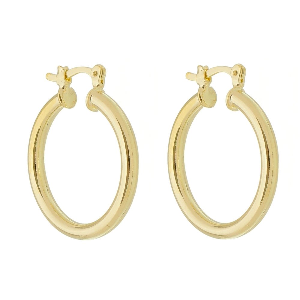 BRINCO DE ARGOLA TUBO NANA G FOLHEADO A OURO 18K