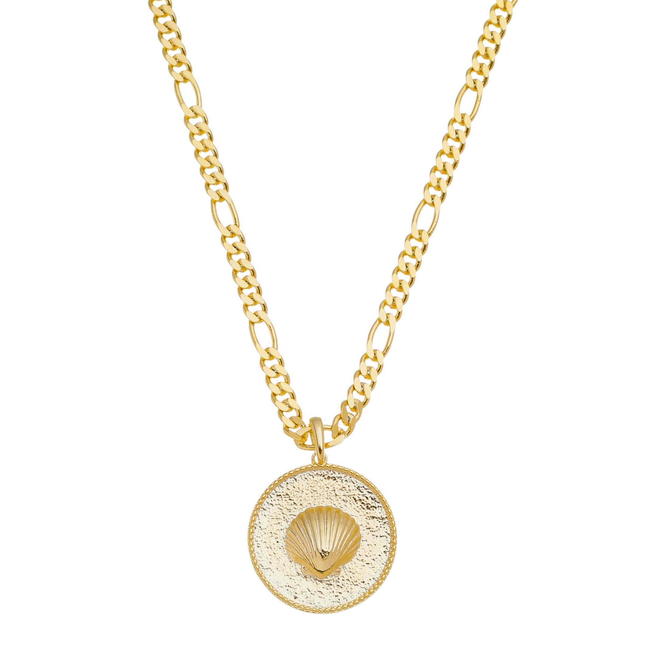 COLAR MEDALHA CONCHA MAR DOCE LAR FOLHEADO A OURO 18K Dourado 1