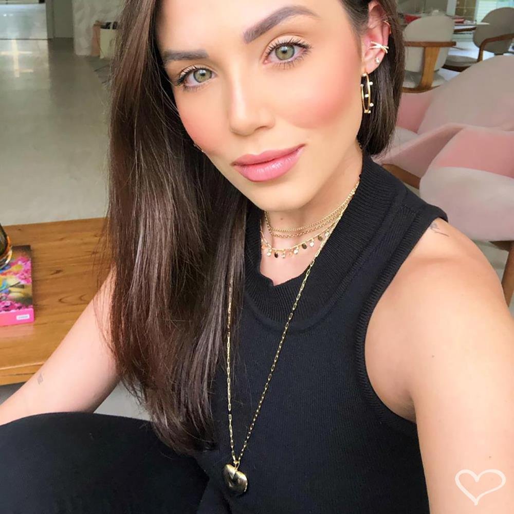 COLAR DE CORAÇÃO AMORE RELICÁRIO FOLHEADO A OURO 18K Dourado 2