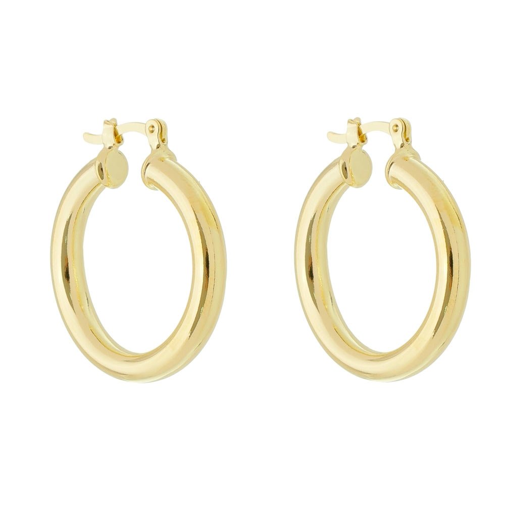 BRINCO DE ARGOLA TUBO NANA M FOLHEADO A OURO 18K