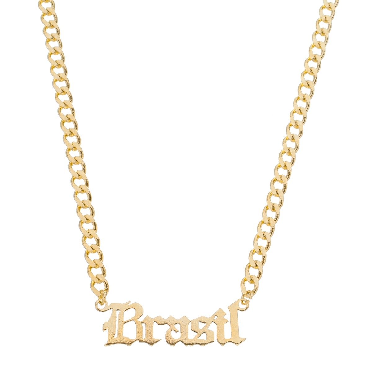 COLAR MANUSCRITO BRASIL FOLHEADO A OURO 18K Dourado 3