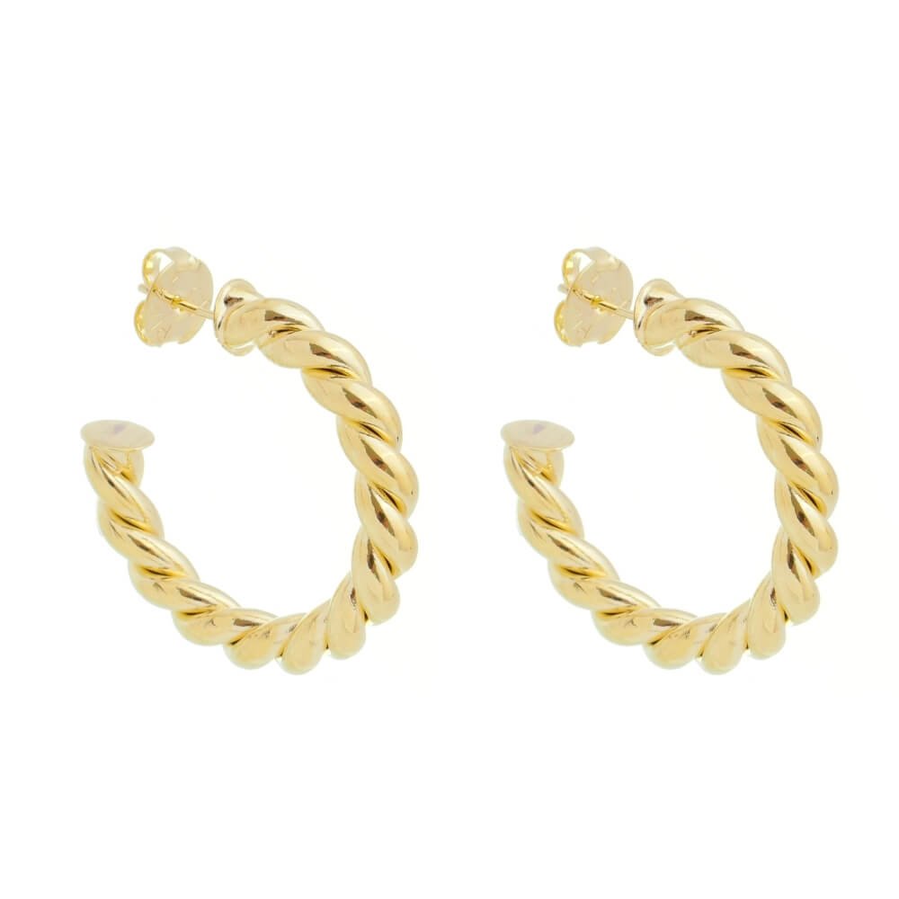 BRINCO DE ARGOLA TUBO TORCIDO CAMILA G FOLHEADO A OURO 18K