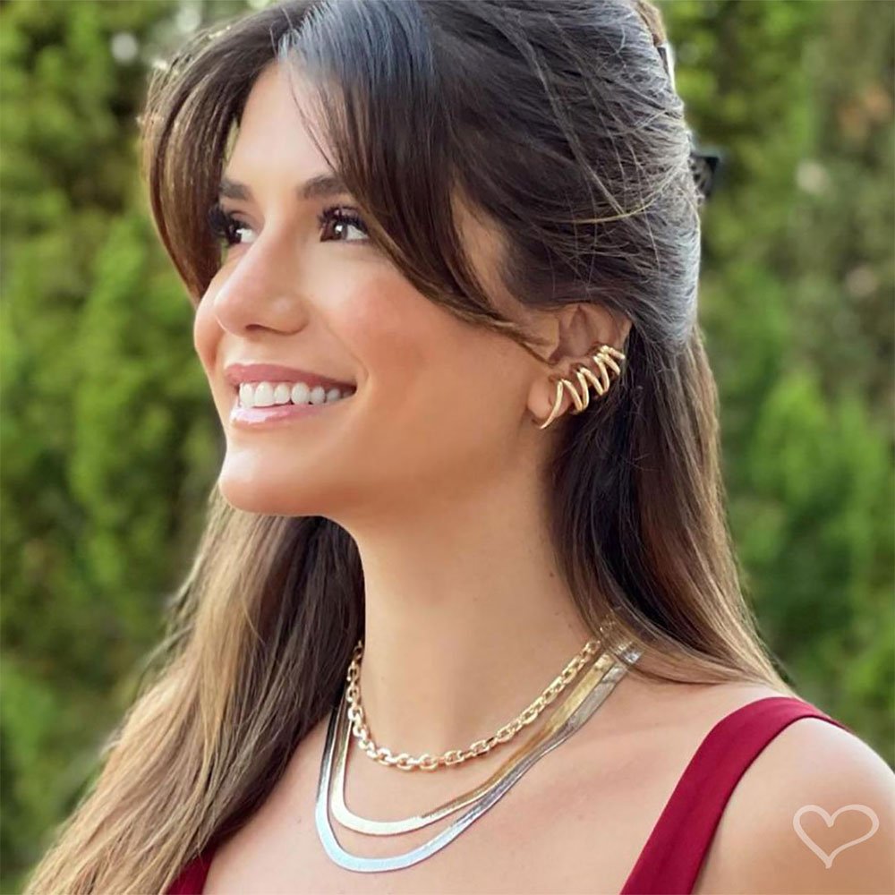 CHOKER PIUKA VITTORIA 2 VOLTAS MALHA METAL FOLHEADA A OURO 18K E FOLHEADA EM RÓDIO BRANCO Multicores 3