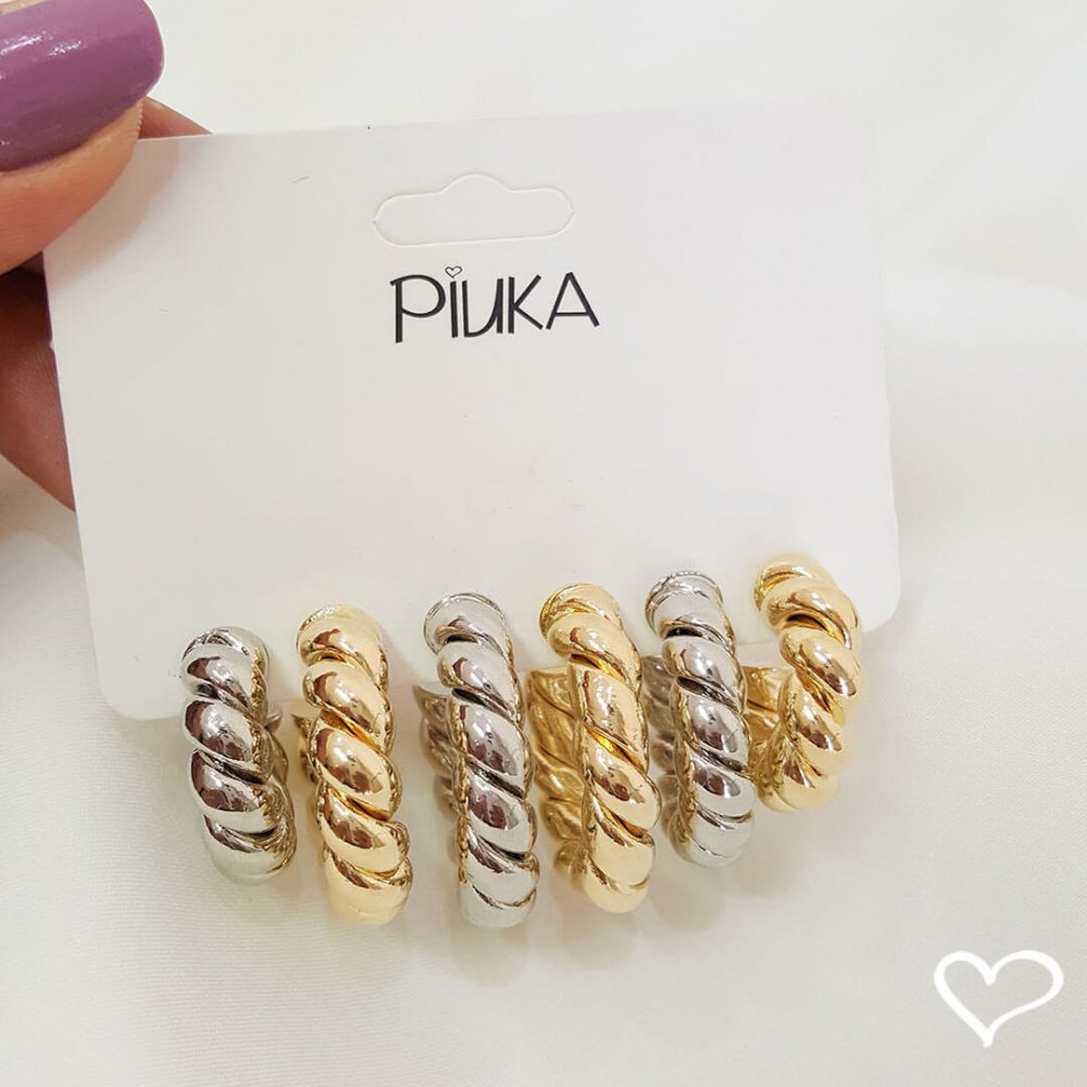 BRINCO DE ARGOLA TUBO TORCIDO CAMILA P FOLHEADO EM RÓDIO BRANCO Prata 3