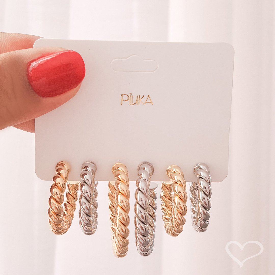 BRINCO DE ARGOLA TUBO TORCIDO CAMILA P FOLHEADO EM RÓDIO BRANCO Prata 5