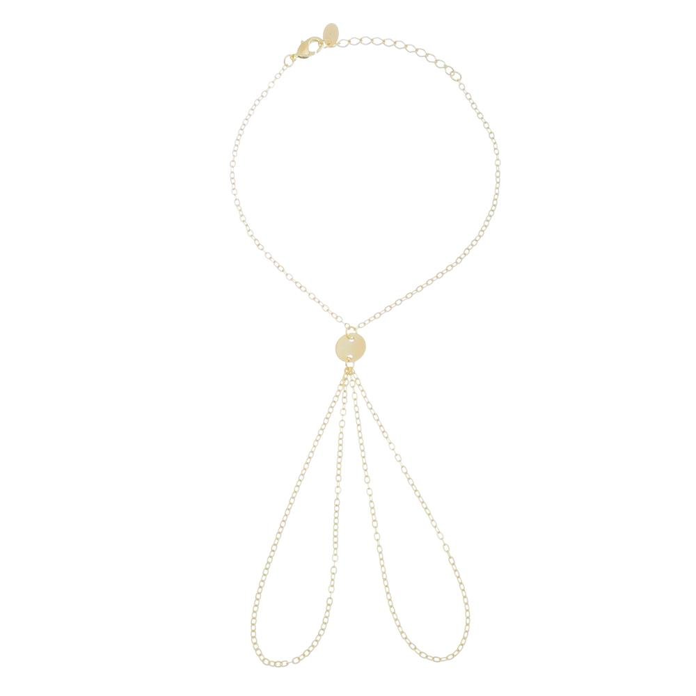 PULSEIRA DE MÃO SORAIA MINI MEDALHAS FOLHEADA A OURO 18K