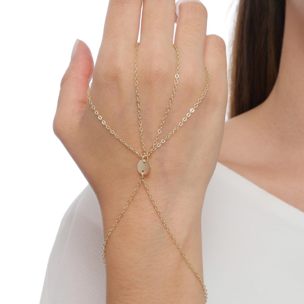 PULSEIRA DE MÃO SORAIA MINI MEDALHAS FOLHEADA A OURO 18K Dourado 3