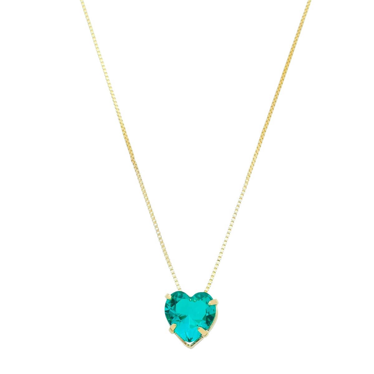 COLAR DE CORAÇÃO ZIRCÔNIA TURMALINA JUNNY FOLHEADO A OURO 18K