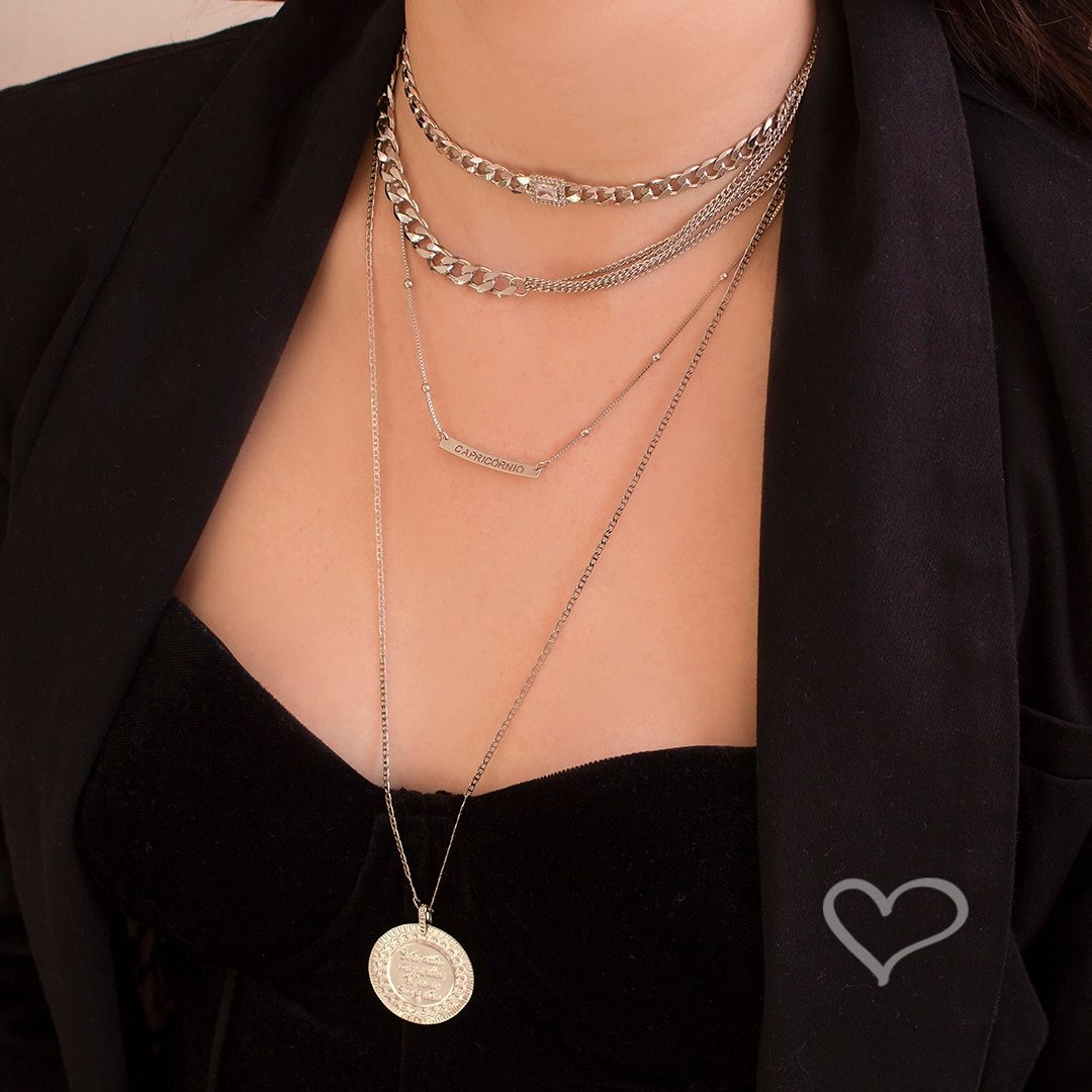 COLAR LONGO MEDALHA HO'OPONOPONO VINTAGE FOLHEADO EM RÓDIO BRANCO Prata 3