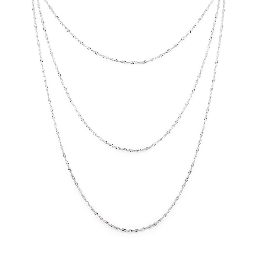 COLAR 3 VOLTAS AMÉLIA FOLHEADO EM RÓDIO BRANCO