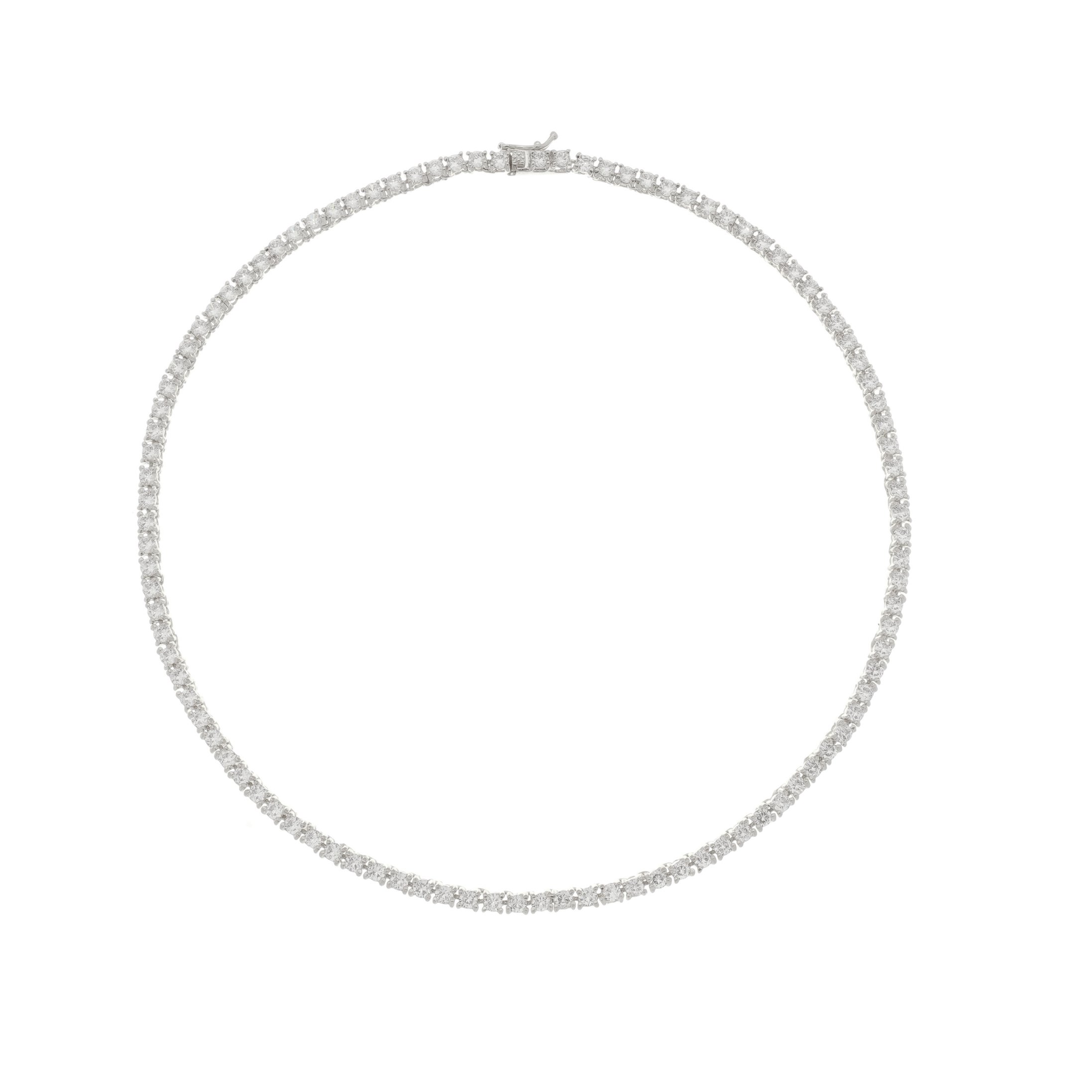 COLAR FEMININO RIVIERA MEGAN 40 CM ZIRCÔNIAS FOLHEADO EM RÓDIO BRANCO